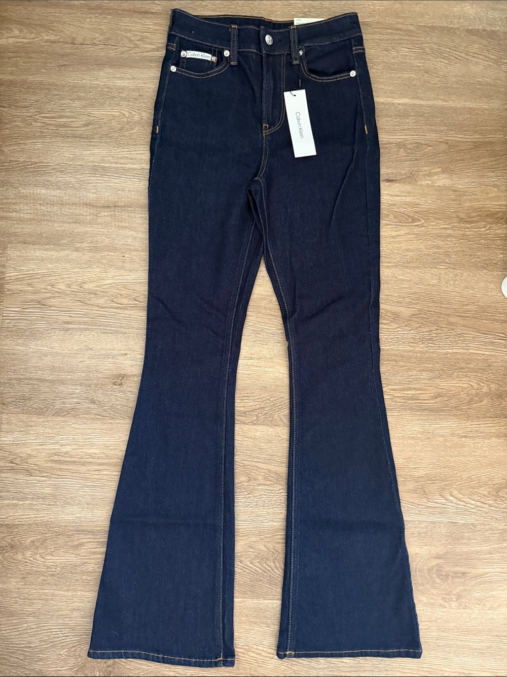 Calvin Klein dark denim high rise close fit Flared Jeans